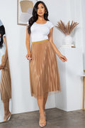 Thumbnail of SOLID PLEATED LONG SKIRT W/MESH OUTLAYER