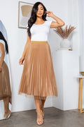 Thumbnail of SOLID PLEATED LONG SKIRT W/MESH OUTLAYER