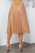 Thumbnail of SOLID PLEATED LONG SKIRT W/MESH OUTLAYER