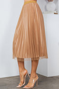 Thumbnail of SOLID PLEATED LONG SKIRT W/MESH OUTLAYER