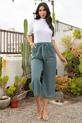 Thumbnail of PANTALONES DE PERNERA ANCHA, LISOS, CON PLISADO Y CINTURA LAZADA