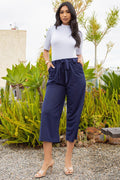 Thumbnail of PANTALONES DE PERNERA ANCHA, LISOS, CON PLISADO Y CINTURA LAZADA