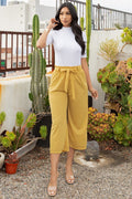 Thumbnail of PANTALONES DE PERNERA ANCHA, LISOS, CON PLISADO Y CINTURA LAZADA