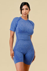 SCRUNCH BUTT SEAMLESS CROP TOP & BIKER SHORTS SET