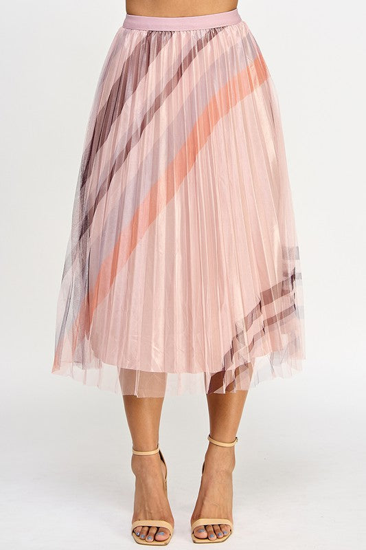 High Waist Pleated Skirt Printed  Skirts