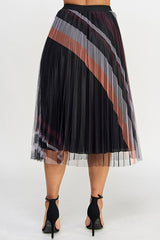 High Waist Pleated Skirt Printed  Skirts