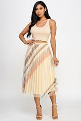 High Waist Pleated Skirt Printed  Skirts