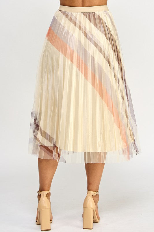 High Waist Pleated Skirt Printed  Skirts