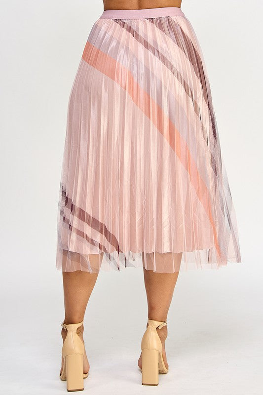 High Waist Pleated Skirt Printed  Skirts
