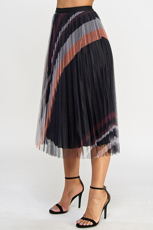 High Waist Pleated Skirt Printed  Skirts