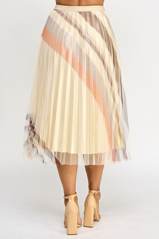 High Waist Pleated Skirt Printed  Skirts