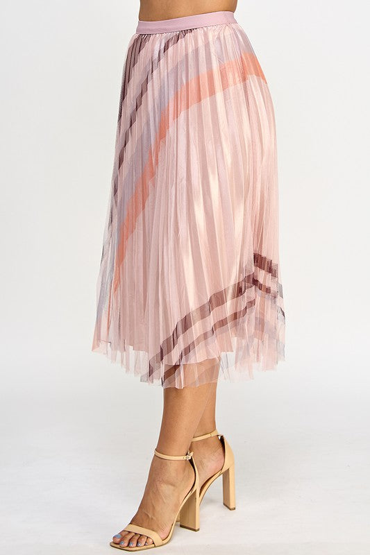 High Waist Pleated Skirt Printed  Skirts