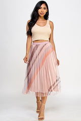 High Waist Pleated Skirt Printed  Skirts