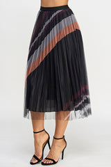 High Waist Pleated Skirt Printed  Skirts