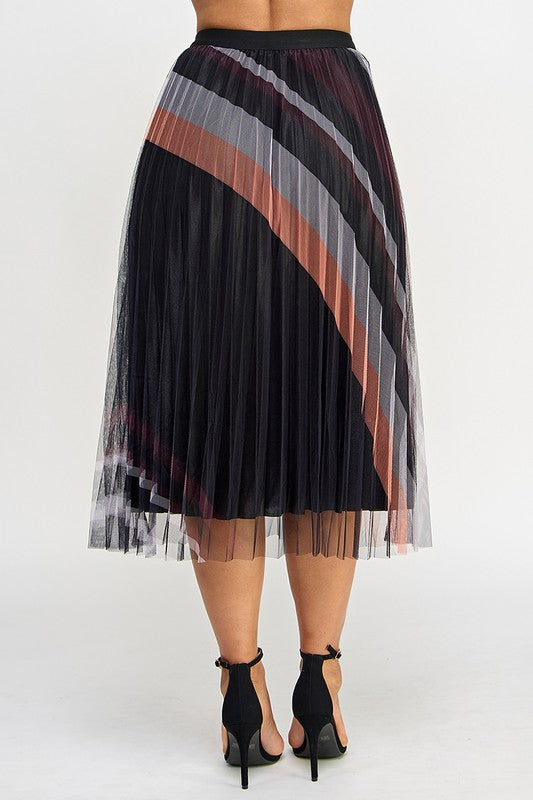 High Waist Pleated Skirt Printed  Skirts