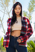 Thumbnail of SHERPA LINED PLAID HOODED ZIP-UP JACKET