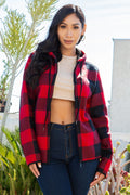 Thumbnail of SHERPA LINED PLAID HOODED ZIP-UP JACKET