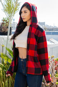 Thumbnail of SHERPA LINED PLAID HOODED ZIP-UP JACKET