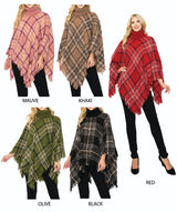 PONCHO DE CUELLO ALTO DE CUADROS BOUCLE