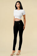 Thumbnail of Solid fitted pants with pockets and elastic waist
