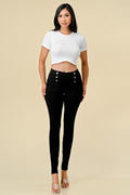 Thumbnail of Solid fitted pants with pockets and elastic waist