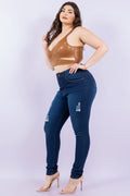 Thumbnail of PLUS SIZE RIPPED DARK BLUE SLIM FIT DENIM JEANS