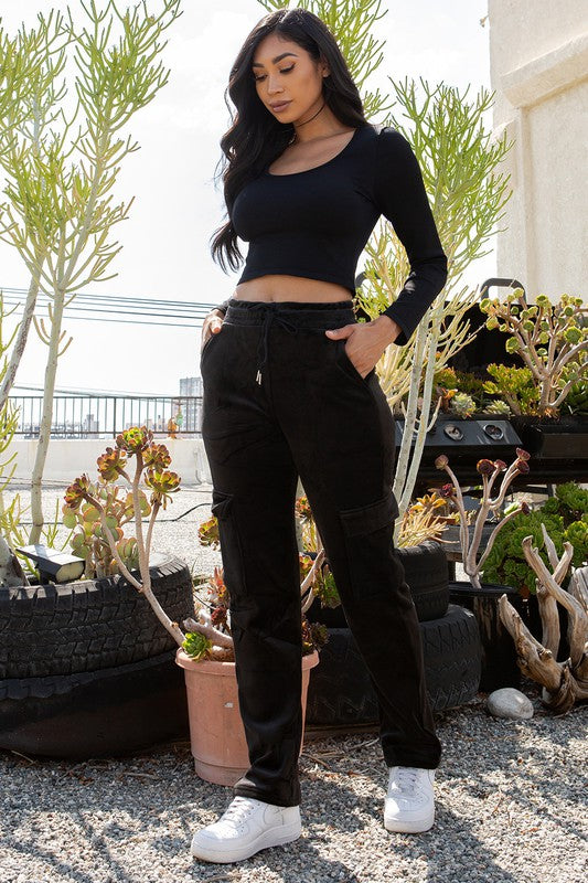 Drawstring  Jogger sweatpants with side pockets