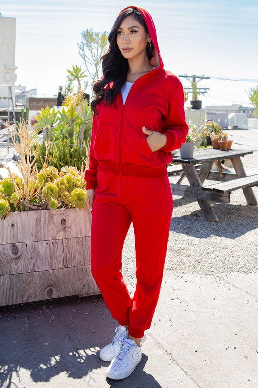 ZIP-UP HOODIE SET WITH FUR-LINED