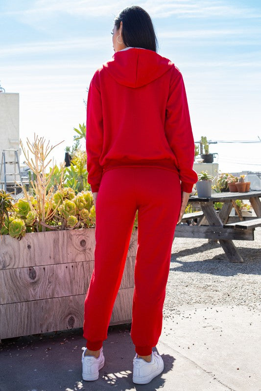 ZIP-UP HOODIE SET WITH FUR-LINED