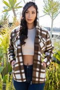Thumbnail of SHERPA LINED PLAID HOODED ZIP-UP JACKET