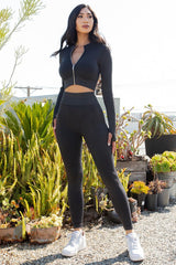 2-PIECE ZIP UP FRONT CROP JACKET SET