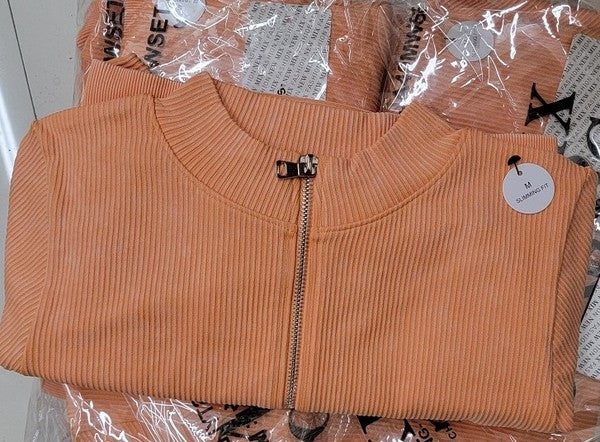 2-PIECE ZIP UP FRONT CROP JACKET SET