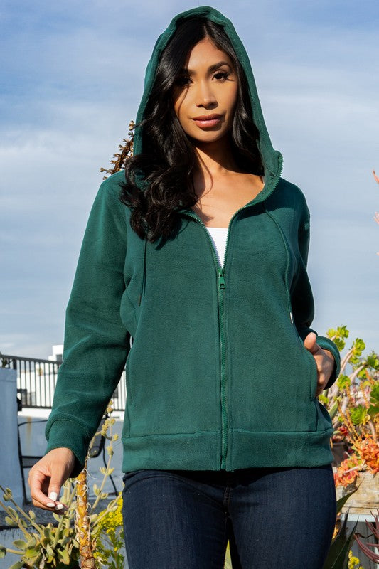 FLEECE BONDED HOODIE JACKET WITH ZIPPER