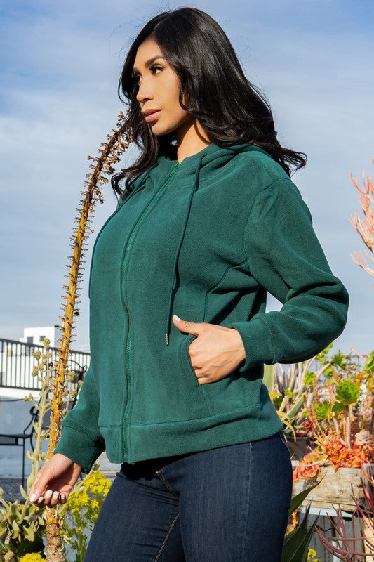 FLEECE BONDED HOODIE JACKET WITH ZIPPER