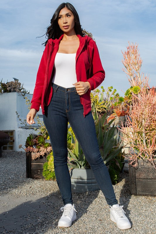 FLEECE BONDED HOODIE JACKET WITH ZIPPER