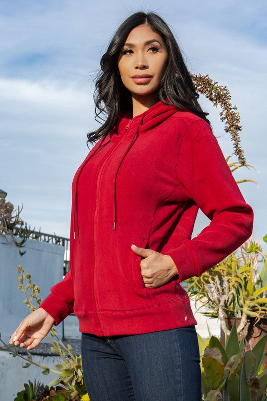 FLEECE BONDED HOODIE JACKET WITH ZIPPER