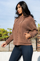 CHAQUETA CON CAPUCHA Y CREMALLERA DE POLAR ADHERIDO