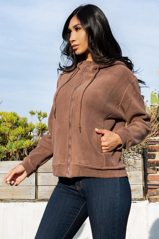 FLEECE BONDED HOODIE JACKET WITH ZIPPER