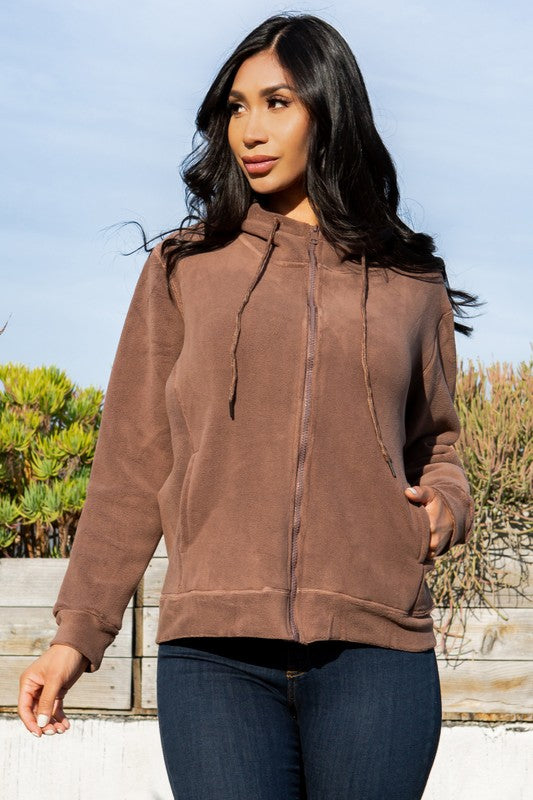 FLEECE BONDED HOODIE JACKET WITH ZIPPER