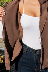 CHAQUETA CON CAPUCHA Y CREMALLERA DE POLAR ADHERIDO