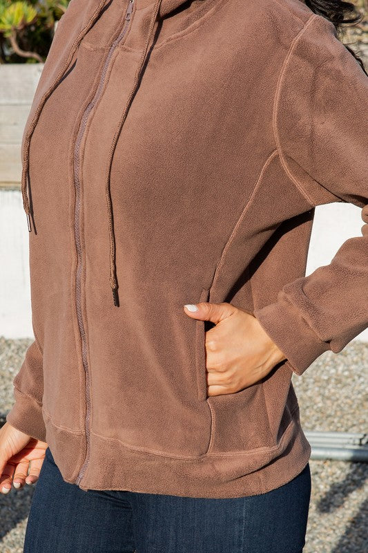 FLEECE BONDED HOODIE JACKET WITH ZIPPER