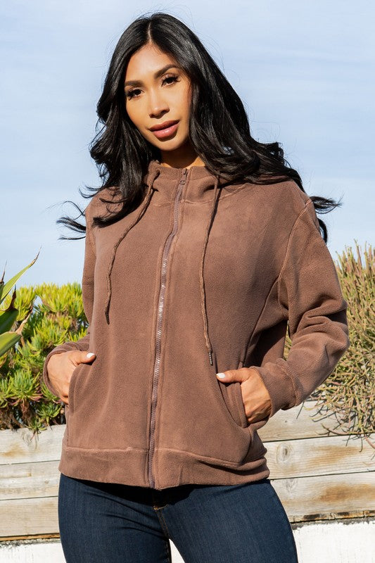 FLEECE BONDED HOODIE JACKET WITH ZIPPER