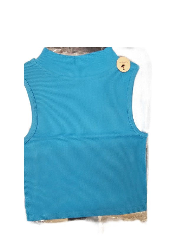 SEAMLESS MOCK NECK SLEEVELESS TANK