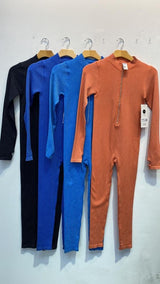 RIB SEAMLESS METAL ZIPPER JUMPSUIT