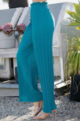 PLEATED PAPER BAG WIDE LEG PANTS