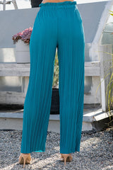 PLEATED PAPER BAG WIDE LEG PANTS