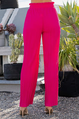 PLEATED PAPER BAG WIDE LEG PANTS