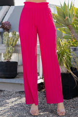 PLEATED PAPER BAG WIDE LEG PANTS
