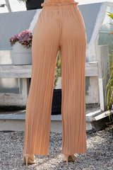 PANTALONES DE PIERNA ANCHA CON PLISADO Y BOLSA DE PAPEL