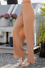 PLEATED PAPER BAG WIDE LEG PANTS
